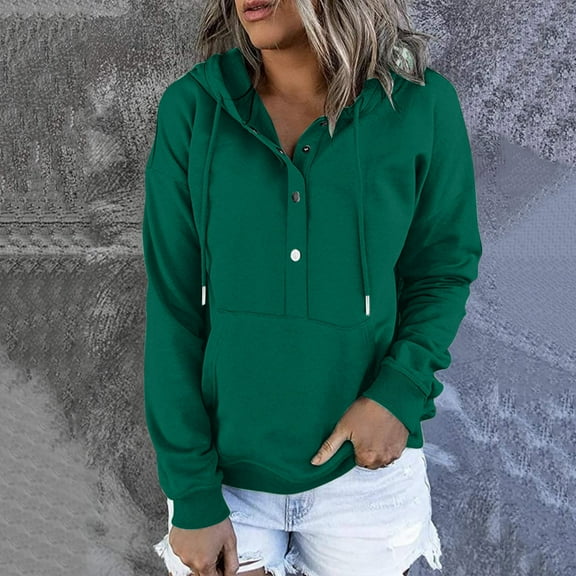 Aloohaidyvio Hoodies,Womens Casual Solid Zipper Splicing Loose Hooded Long Sleeve V-Neck Tops