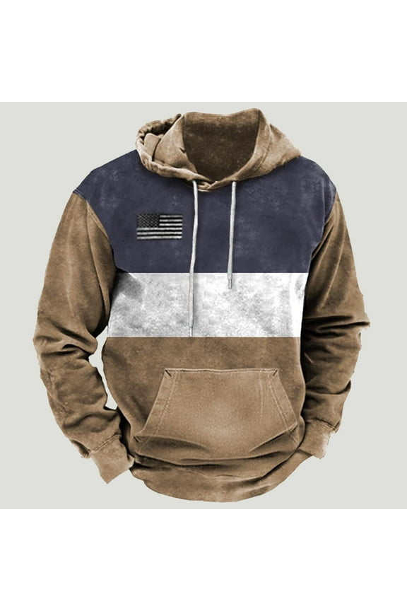 Hoodies for Men Big and Tall,Men's Fleece Pullover Hoodie Sweatshrits Drawstring Hooded Color Block Hoody for Men with Kangaroo Pocket