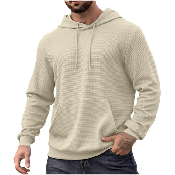 Aloohaidyvio Hoodies for Men Big and Tall,Men's Hoodie Casual Long Sleeve Cotton Knit Drawstring Hoodies Pullover Sweatshirts With Pocket