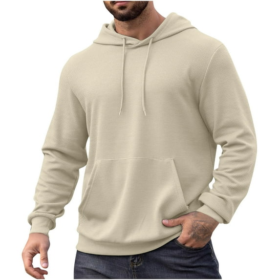 Aloohaidyvio Hoodies for Men Big and Tall,Men's Hoodie Casual Long Sleeve Cotton Knit Drawstring Hoodies Pullover Sweatshirts With Pocket