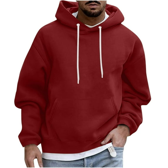 Aloohaidyvio Hoodies for Men Big and Tall,Men's Solid Pullover Hoodies Sports Soft Blend Fleece Hooded Sweatshirts with Kangaroo Pocket