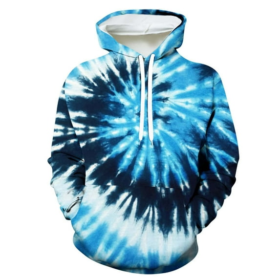 Aloohaidyvio Hoodies for Men Big and Tall,Men's Tie dye Hooded Sweatshirt Casual Long Sleeve Drawstring Cotton Pullover Hoodies with Pockets