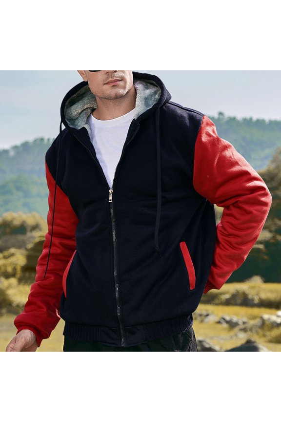 Hoodies for Men Fleece Sweatshirt Full Zip Sherpa Hooded Jacket
