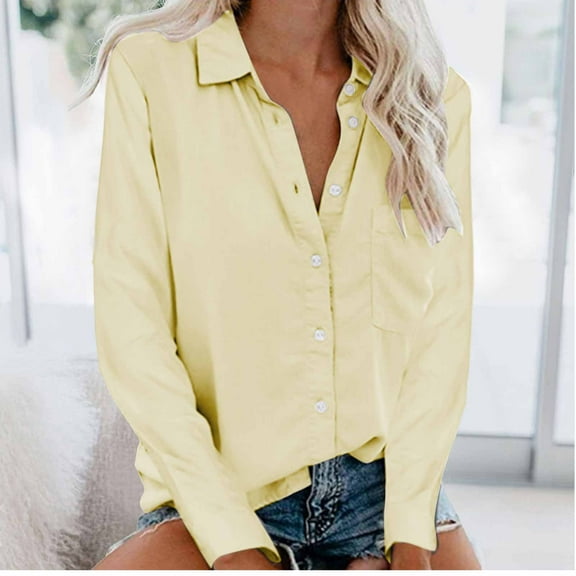 Aloohaidyvio Hoodies for Women,Woman Summer Tops Causal Button Blouse Long Sleeve T-Shirt