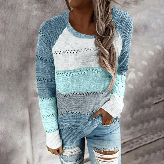 Aloohaidyvio Hoodies for Women,Women Long Sleeves Sweater Casual Patchwork Blouse Tops