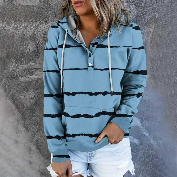 Aloohaidyvio Hoodies for Women,Womens Button Hoodies Fashion Long Sleeve Blouse Casual Tops Sweatershirt