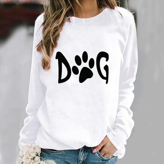 Aloohaidyvio Hoodies for Women,Womens Round Neck Top Casual Personalized Printing Slimming Long Sleeves