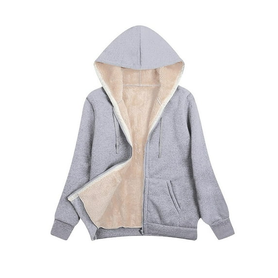 Aloohaidyvio Jackets On ,Womens Long Hoodies Jacket Winter Warm Fleece Lined Zip Up Hooded Sweatshirt Coat