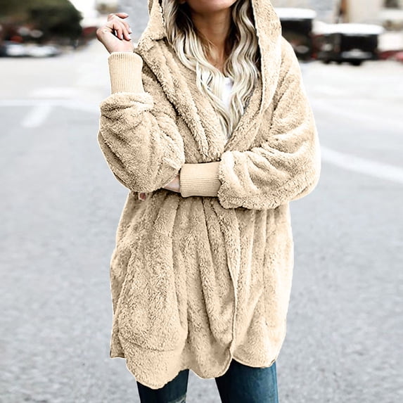Aloohaidyvio Jackets On ,Womens Oversized Open Front Hooded Draped Pockets Cardigan Coat Jacket