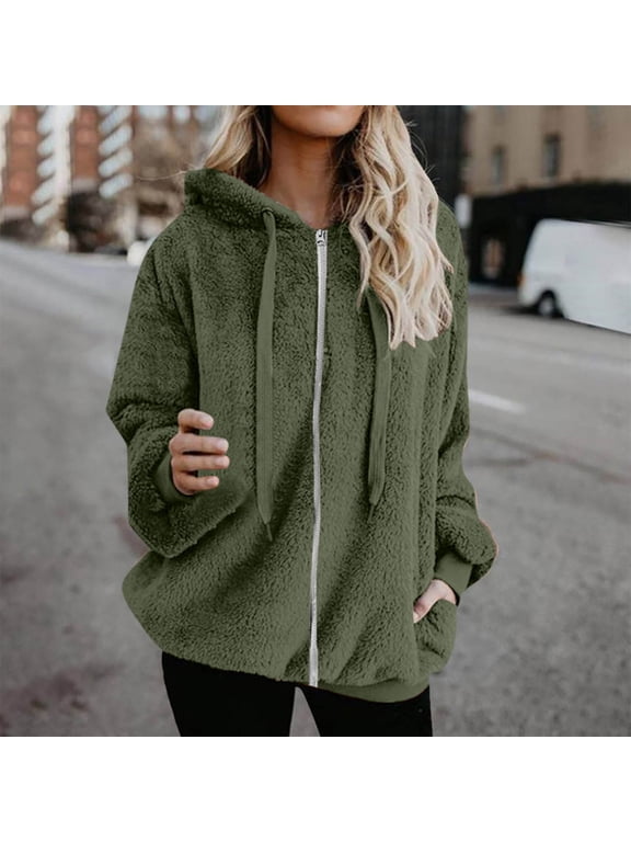 Jackets for Juniors,Fashion Womens Warm Faux Coat Jacket Winter Zipper Solid Long Sleeve Outerwear Jacket