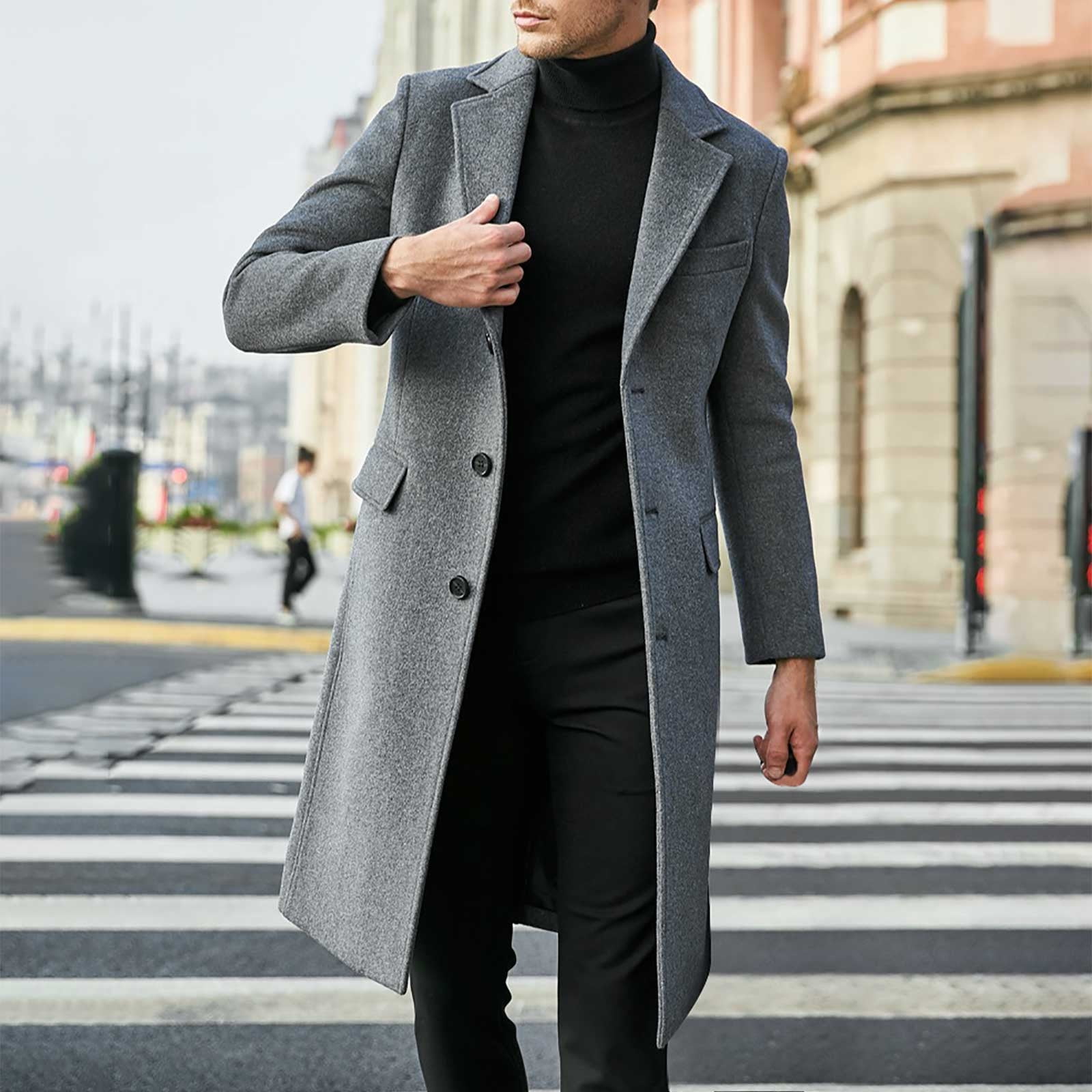 Autumn high quality wool long trench coat men male jackets overcoat