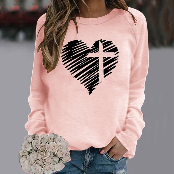 Aloohaidyvio Jesus Shirts Women, Easter Womens Long Sleeved Round Neck Sports Shirt Tops,Easter Ladies Clothing