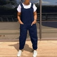 thumbnail image 1 of Aloohaidyvio Jumpsuits for Women Casual Summer Rompers Sleeveless Loose Spaghetti Strap Baggy Overalls Jumpers with Pockets 2024 Navy L, 1 of 6