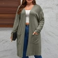 thumbnail image 1 of Aloohaidyvio Knit Cardigans for Women,Women's Solid Plus Size Fashion Long Sleeve Knit Cardigan Coat Tops With Pockets, 1 of 6