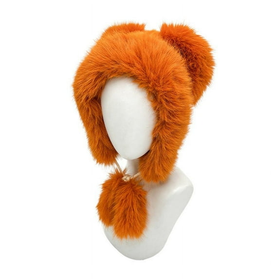 Aloohaidyvio Knitted Beanie Hat for Women,Women Winter Sherpa Beanie Hats Knit Ear Flaps Peruvian Cover Ears Fleece Lined Fluffy Ski Snow Hat 3 Pompoms