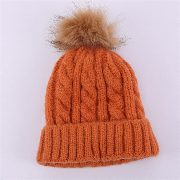 Aloohaidyvio Knitted Beanie Hat for Women,Beanie for Women Men, Soft Beanie hat with Faux Fur Pom for Women, Thick Knitted Ski Cap Warm Hat
