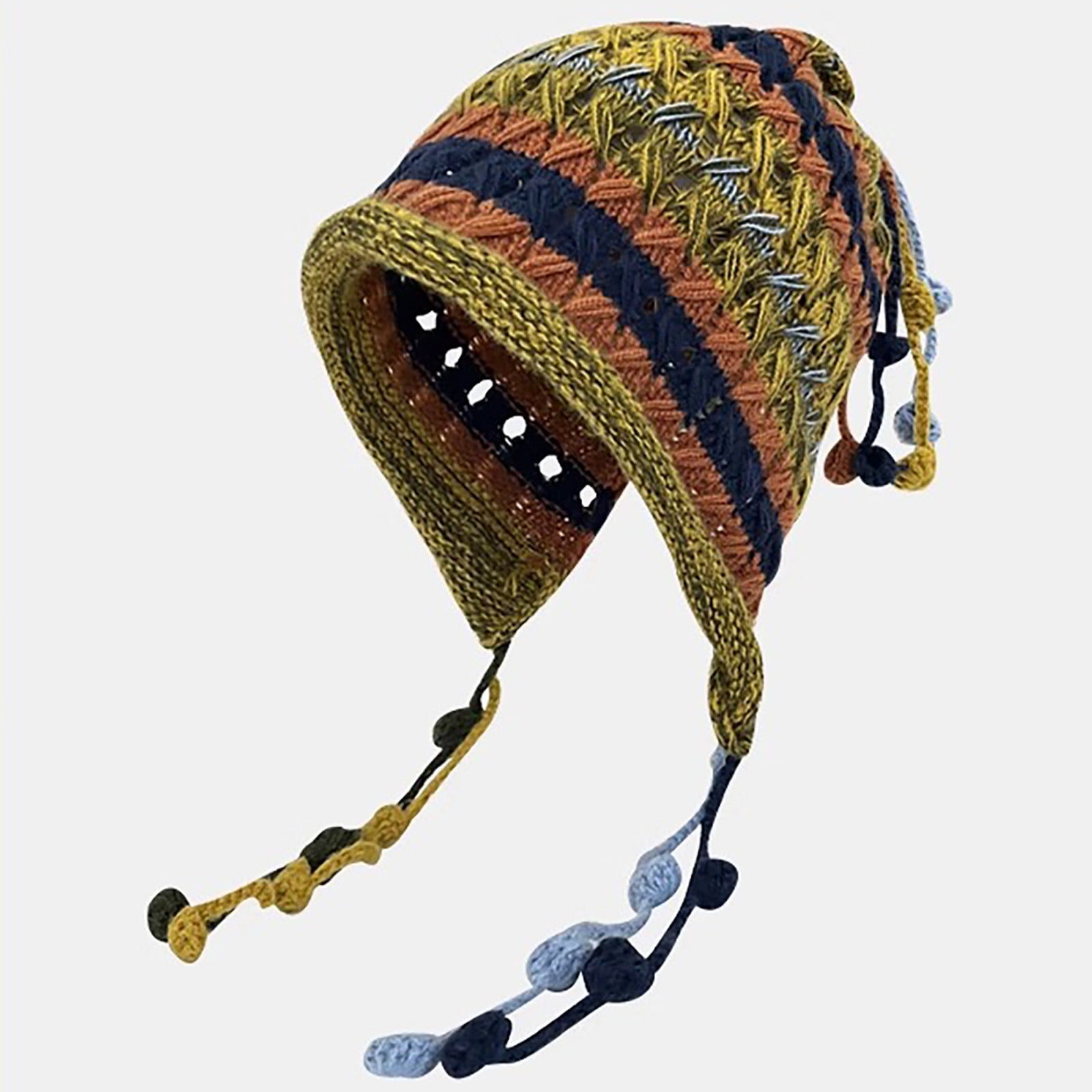 帽子 y.a.r.n 3D CROSS KNIT EARBEANIE Aloohaidyvio Knitted Beanie Hat for Women,Women's Colorful