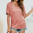 thumbnail image 1 of Aloohaidyvio Ladies Plus Size Tops,Womens Summer Ice Silk Casual Solid Color V-Neck Bat Sleeve T-Shirt Sport Comfort Tops, 1 of 6