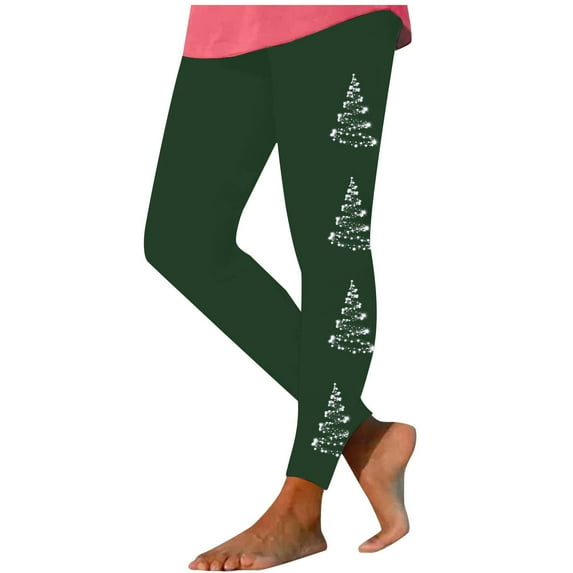 Aloohaidyvio Leggings Christmas Women's Christmas Leggings Printed High Waisted Tights Trendy Workout Yoga Pants