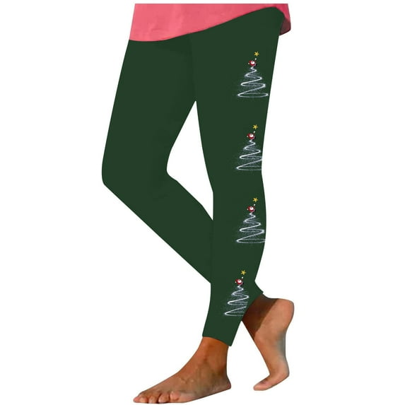 Aloohaidyvio Leggings Christmas Womens Ultra Soft Brushed Christmas Day Leggings Pants Ankle Length Tummy Control Yoga Pants