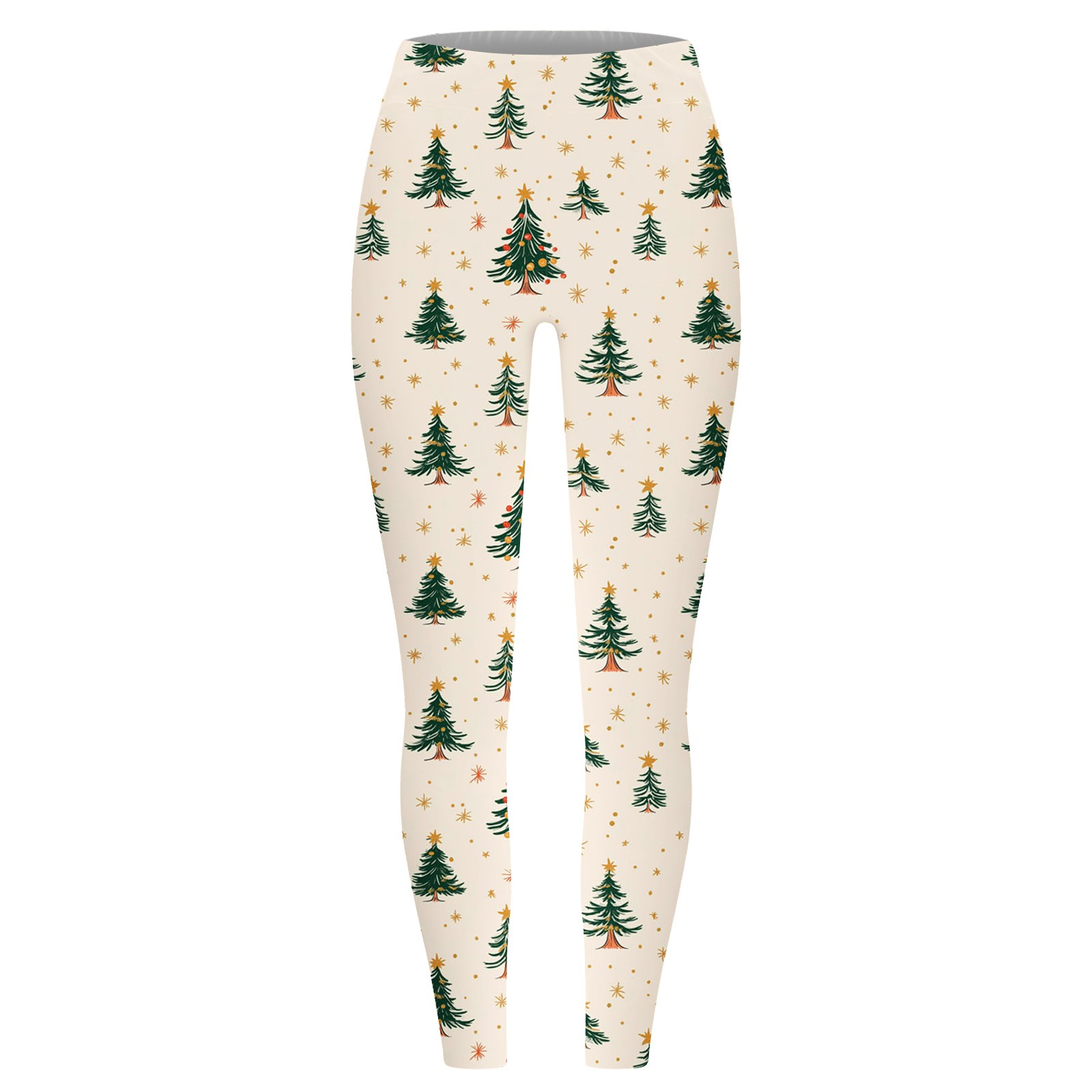 Womens Christmas Print Tight High Elastic Leggings