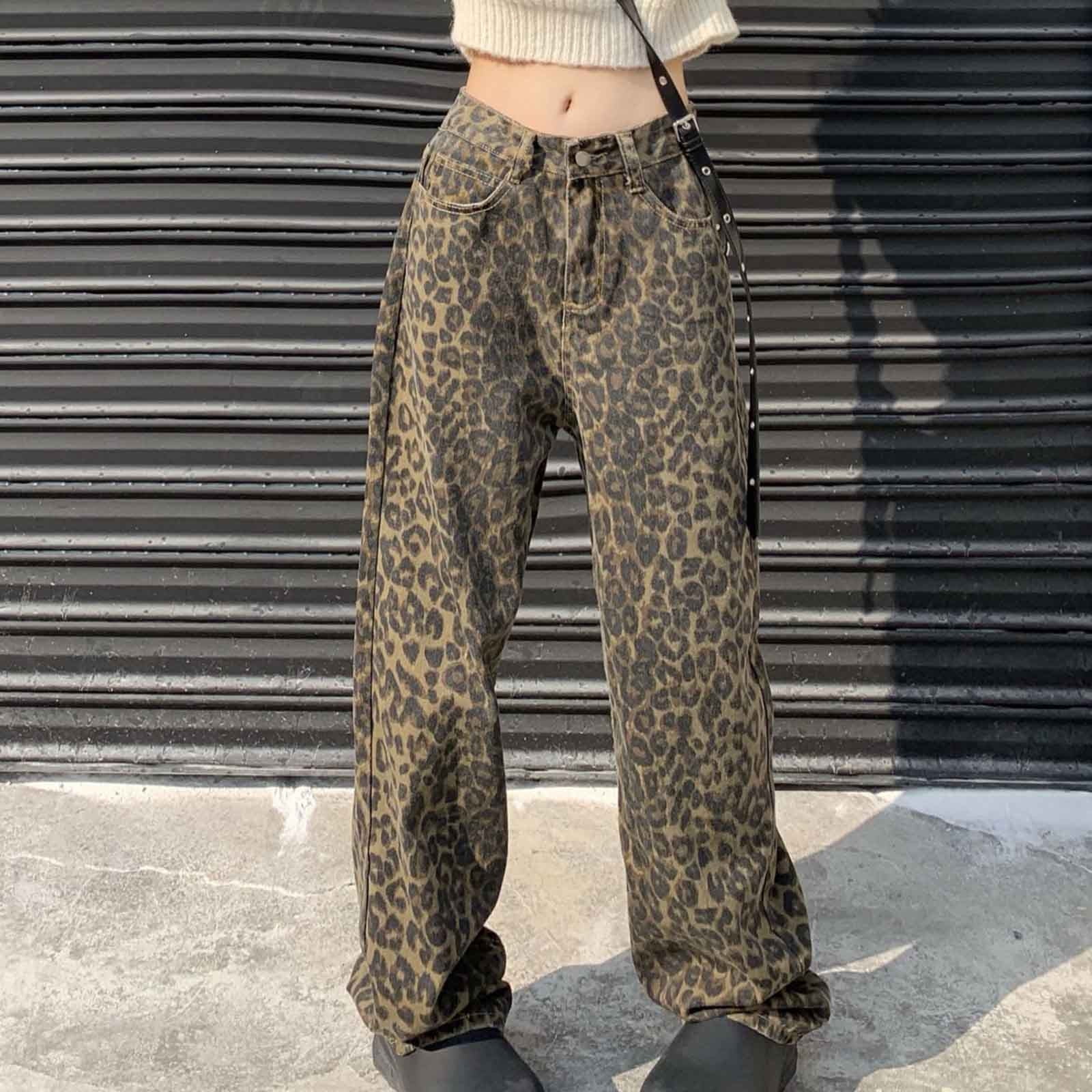 Casual Wide Leg Pants American Vintage Cat Dog Overall Print