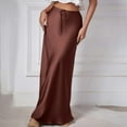 thumbnail image 1 of Aloohaidyvio Long Skirts for Women Summer,Womens Solid Color Sexy Half-body Skirt,Summer Ice Silk High Waist Hip Long Skirt, 1 of 6