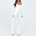 thumbnail image 1 of Aloohaidyvio Long Sleeve Jumpsuits for Women Square Neck Wide Leg Full Length Romper Playsuit White M, 1 of 6