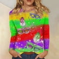 thumbnail image 1 of Aloohaidyvio Mardi Gras Clothing,Womens Crew Neck Mardi Gras T-Shirt Mask Print Party Long Sleeve Tops, Mardi Gras Shirts, 1 of 5