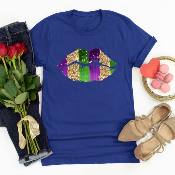 Aloohaidyvio Mardi Gras Clothing,Womens Mardi Gras Shirts Crewneck Printed Short Sleeve Loose T-shirt, Clothing