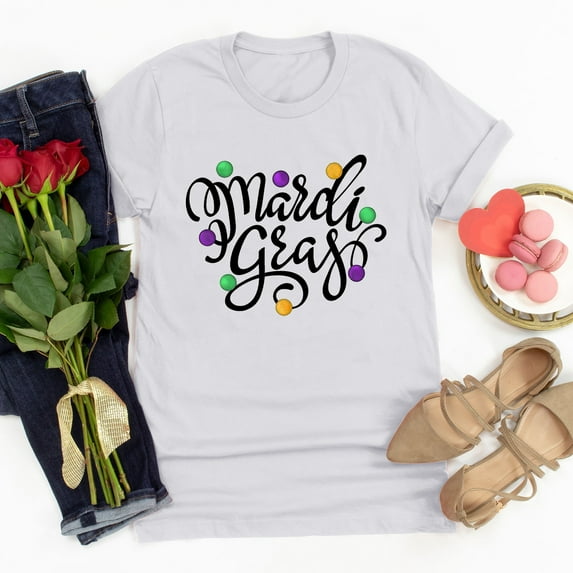 Aloohaidyvio Mardi Gras Masks and Beads,Womens Mardi Gras Shirts Crewneck Printed Short Sleeve Loose T-shirt,Clearance Sale Clothing