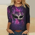 thumbnail image 1 of Aloohaidyvio Mardi Gras Shirts . 3/4 Length Sleeve Womens Tops Round Neck Casual Tunic Tops Mardi Gras Shirts, 1 of 5