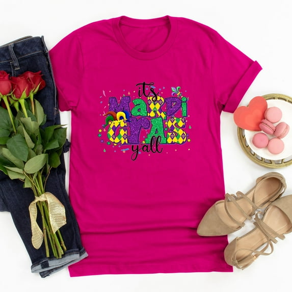 Aloohaidyvio Mardi Gras Shirts Long Sleeve,Womens Mardi Gras Mask Glitter Print Round Neck Short Sleeve Loose Tops,Mardi Gras Clothing Women Clearance