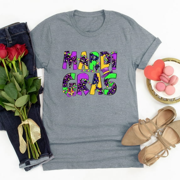 Aloohaidyvio Mardi Gras Shirts Plus Size,Womens Mardi Gras Shirts Crewneck Printed Short Sleeve Loose T-shirt, Clothing