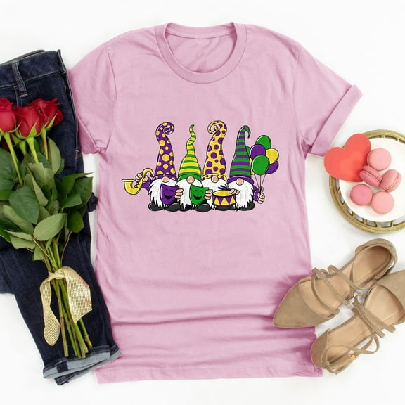Aloohaidyvio Mardi Gras Shirts,Womens Mardi Gras Shirts Crewneck Printed Short Sleeve Loose T-shirt, Clothing