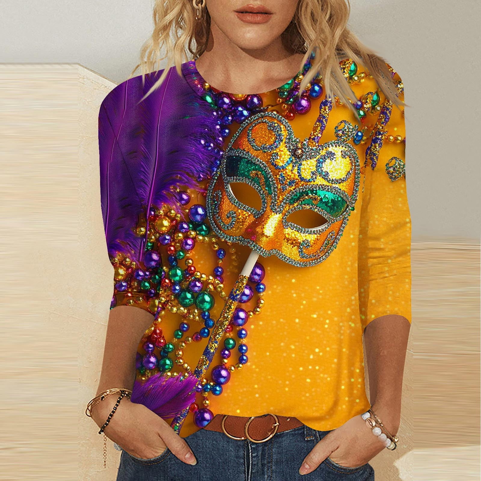 Aloohaidyvio Mardi Gras Women Clothing Clearance,Womens Plus Size Tops ...