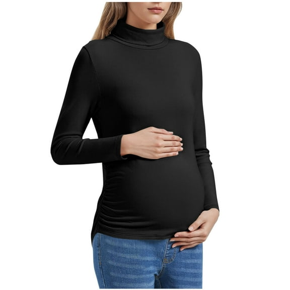 Aloohaidyvio Maternity Clothes Long Sleeve Soft Turtleneck Maternity Tops Shirts for Women