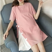 Aloohaidyvio Maternity Dresses for Women,Women's Summer Clothing Patchwork Loose Oversized Pregnant Dress for Baby Shower/Photoshoo