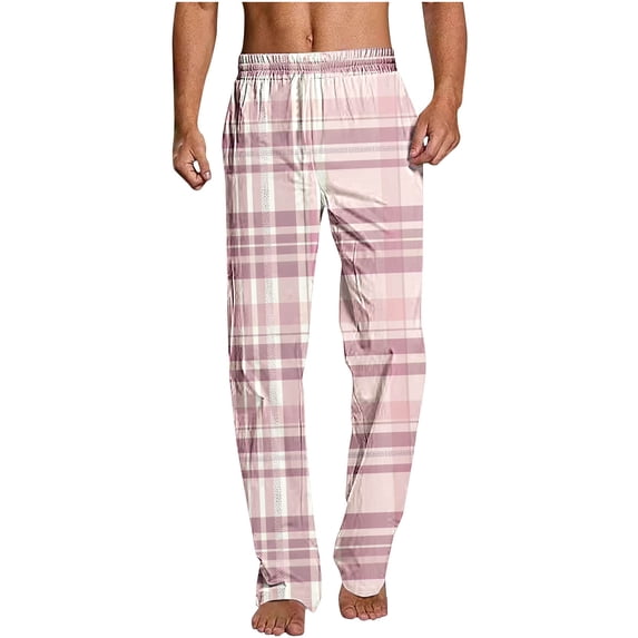 Aloohaidyvio Men's Cotton Flannel Pajama Pants Plaid Jogger Lounge Pants with Pockets