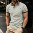 thumbnail image 1 of Aloohaidyvio Men's Fallow Button Turn-down Collar Top Short-Sleeved Stripe Sports Top Shirt,2024 Polo Shirts for Men Clearance, 1 of 6