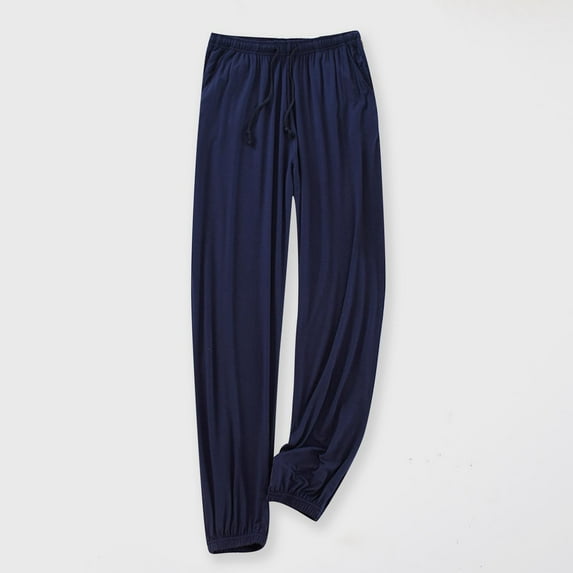 Aloohaidyvio Men's Fashionable Solid Color Sleeping Pants With Loose Closure For Home Wear