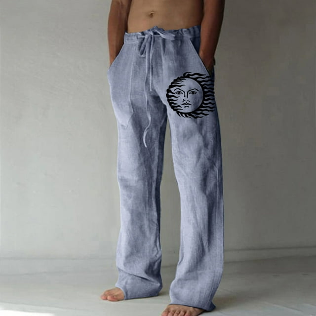 Aloohaidyvio Men's Linen Cotton Yoga Pants Casual Loose Sweatpants ...