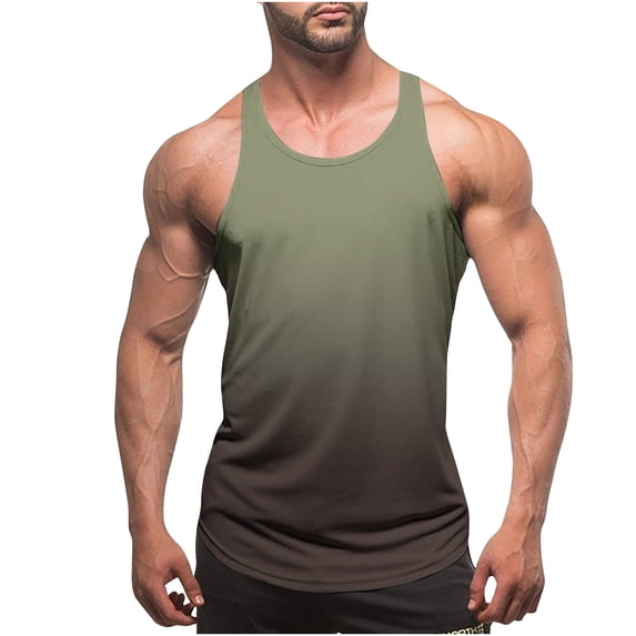 Aloohaidyvio Men's Muscle Shirts Sleeveless Dry Fit Gym Workout Tank Top Army Green 2XL