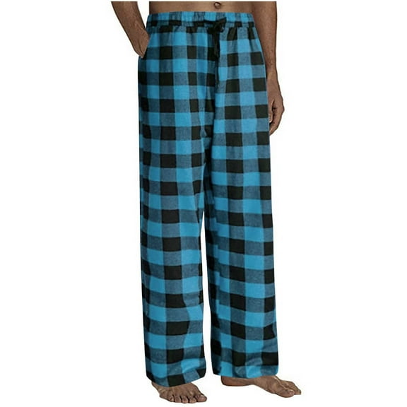 Aloohaidyvio Men's Pajama Pants Cotton Flannel Plaid Lounge Fleece Warm Sleepwear Pants PJ Bottoms Drawstring and Pockets