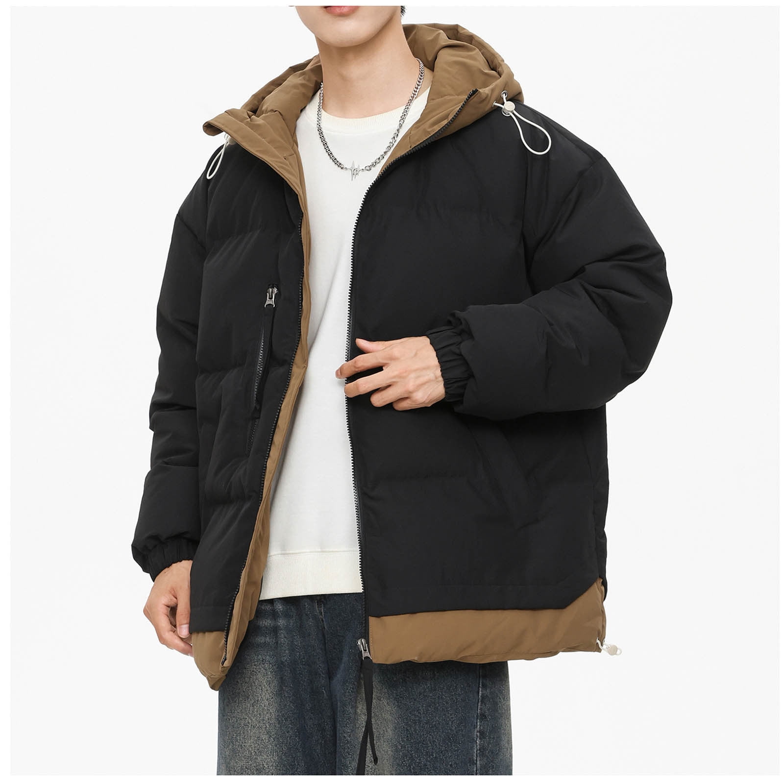Mens Winter Quilted Hooded Jacket Puffer For Cold Days Built For Outdoor Adventure And Warmth main image 1