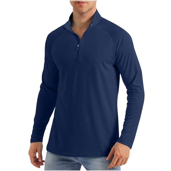 Aloohaidyvio Men's Summer Sunscreen Is Lightweight Breathable And Solid Color Stand Collar Long Sleeved,,Workout Shirts for Men