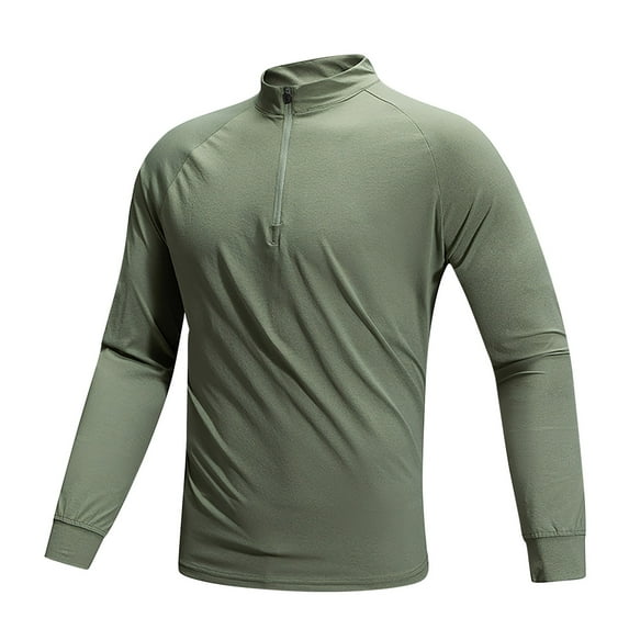 Aloohaidyvio Men's Sun Protection Shirts UPF 50+ 1/4 Zip Up Long Sleeve Rash Guard Fishing Quick Dry Lightweight