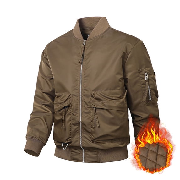 Aloohaidyvio Men's Winter Jackets Lightweight Softshell Quilted Bomber Jackets Water-Resistant Winter Fleece Jacket