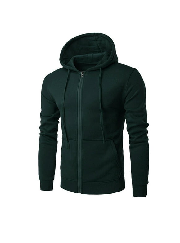 Mens Jackets Clearance Mens Zip up Hoodie Antistatic Fabric Hooded Sweatshirt with Pockets Athletic Fleece Hoodies for Men