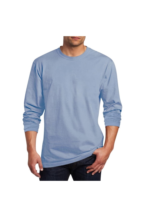 Mens Long Sleeve Shirts Front Placket Casual T-Shirts Washed Soft Classic Tee